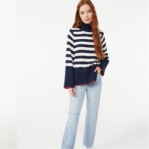 Free Assembly Striped mock neck sweater